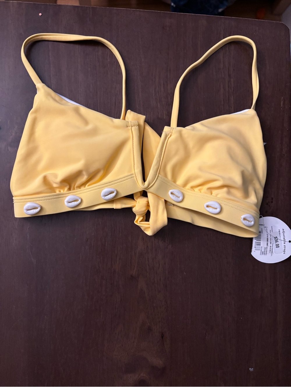 BNWT Yellow Bikini Top with Shell Button Detail size small